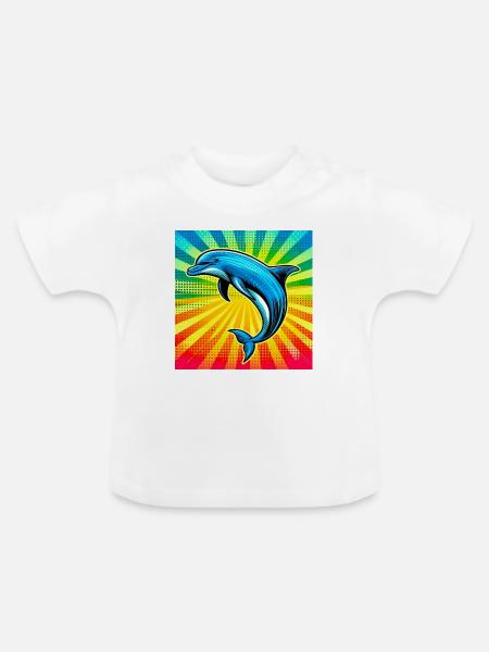 Delfin - Baby Bio-T-Shirt mit Rundhals - Weiß