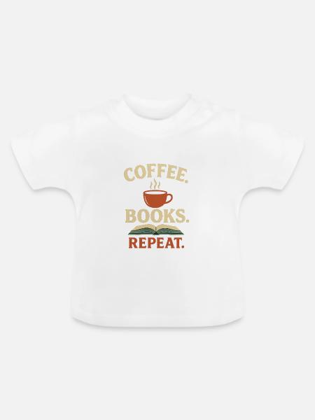 Coffee books repeat - Baby Bio-T-Shirt mit Rundhals - Weiß