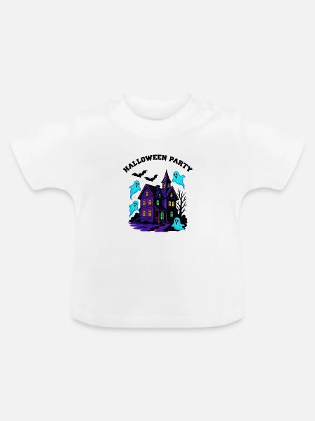 Spukhaus Halloween - Baby Bio-T-Shirt mit Rundhals - Weiß