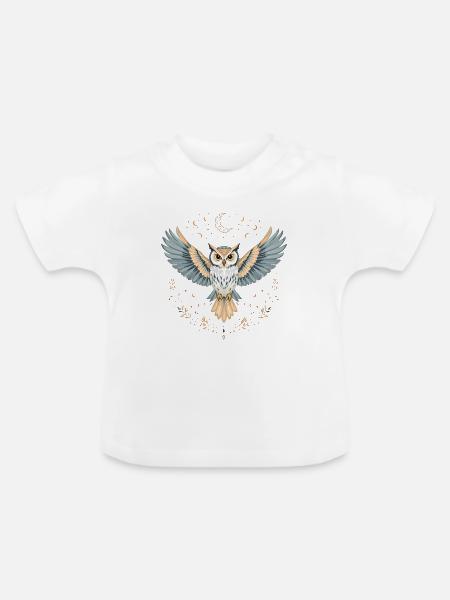Boho Eule - Baby Bio-T-Shirt mit Rundhals - Weiß