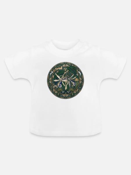Vanille Orchidee und Blattwerk - Baby Bio-T-Shirt mit Rundhals - Weiß