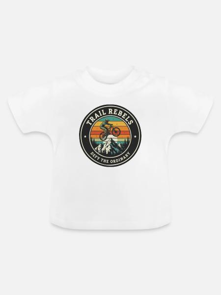 Trail Rebels Mountainbiker Retro - Baby Bio-T-Shirt mit Rundhals - Weiß