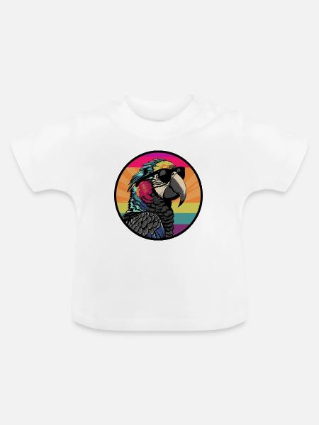 Papagei mit Sonnenbrille - Baby Bio-T-Shirt mit Rundhals - Weiß