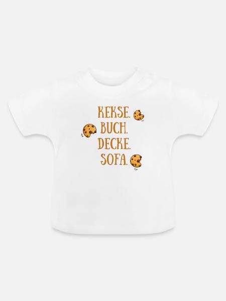 Kekse Buch Decke Sofa - Baby Bio-T-Shirt mit Rundhals - Weiß