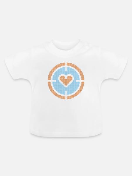 Herz im Ziel-Emblem, atomare Muster - Baby Bio-T-Shirt mit Rundhals - Weiß
