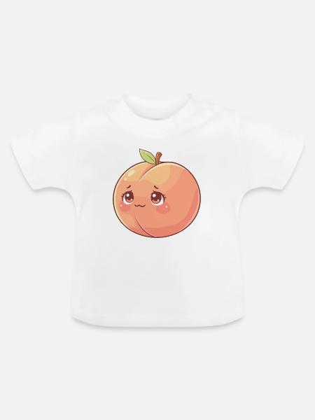 Kuschelpfirsich Kawaii - Baby Bio-T-Shirt mit Rundhals - Weiß