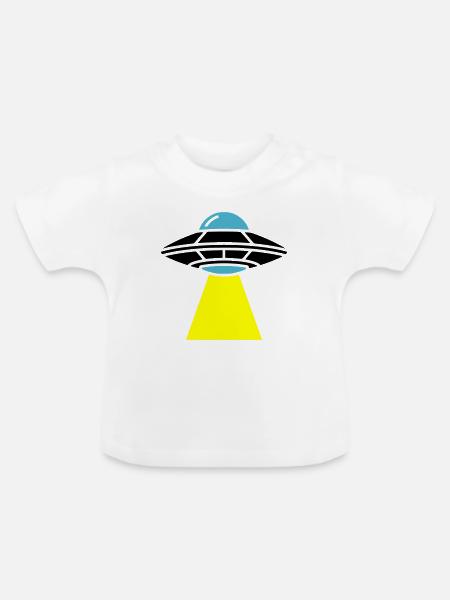 UFO Alien Raumschiff Licht - Baby Bio-T-Shirt mit Rundhals - Weiß