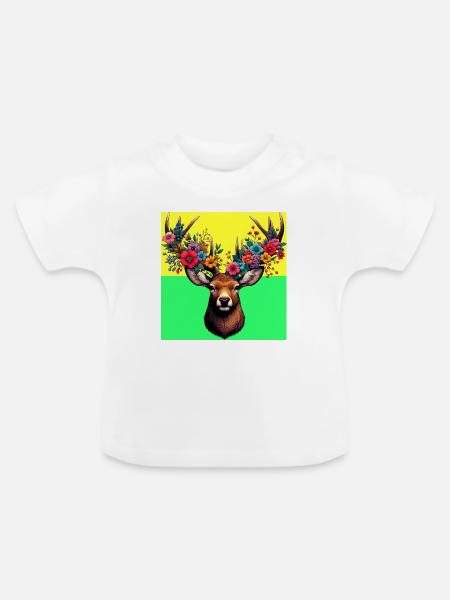 Hirsch - Baby Bio-T-Shirt mit Rundhals - Weiß