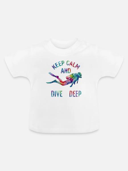 Bunter Tauchgang Spruch - Baby Bio-T-Shirt mit Rundhals - Weiß