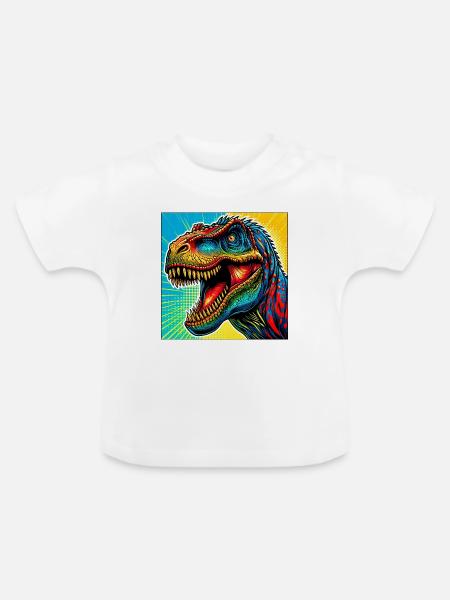 Dinosaurier - Baby Bio-T-Shirt mit Rundhals - Weiß