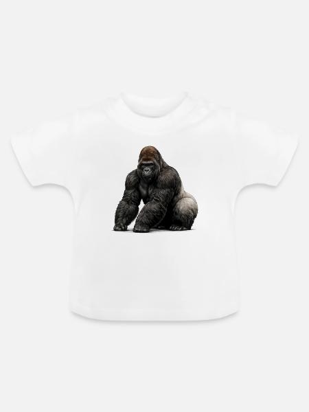 Gorilla Wildlife Tier - Baby Bio-T-Shirt mit Rundhals - Weiß