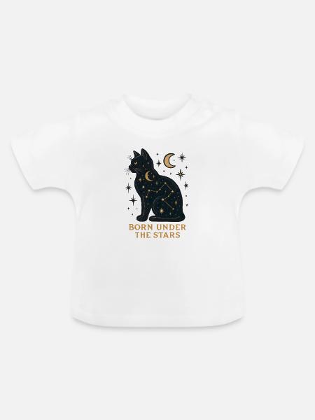 Sternenkatze Unter Sternen - Baby Bio-T-Shirt mit Rundhals - Weiß