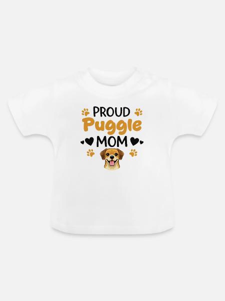 Stolze Puggle Mutter, Puggle - Baby Bio-T-Shirt mit Rundhals - Weiß