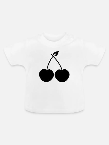 Kirschen - Baby Bio-T-Shirt mit Rundhals - Weiß