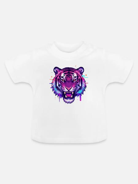 Neontiger Wilder Puls - Baby Bio-T-Shirt mit Rundhals - Weiß