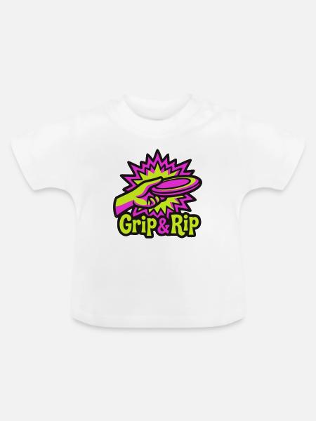 Discgolf Grip Rip Illustration - Baby Bio-T-Shirt mit Rundhals - Weiß