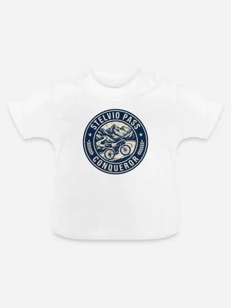Stelvio Pass Conqueror Retro-Abzeichen - Baby Bio-T-Shirt mit Rundhals - Weiß
