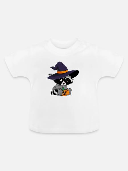 Snuggles der Waschbär im Halloweenkostüm. - Baby Bio-T-Shirt mit Rundhals - Weiß