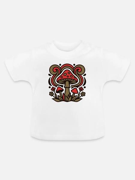 Psychedelische Pilze Grafik - Baby Bio-T-Shirt mit Rundhals - Weiß