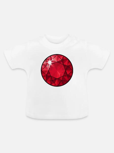 Facettierter Rubin Kreis - Baby Bio-T-Shirt mit Rundhals - Weiß