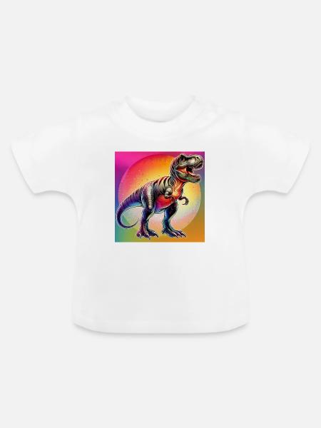 Dinosaurier - Baby Bio-T-Shirt mit Rundhals - Weiß