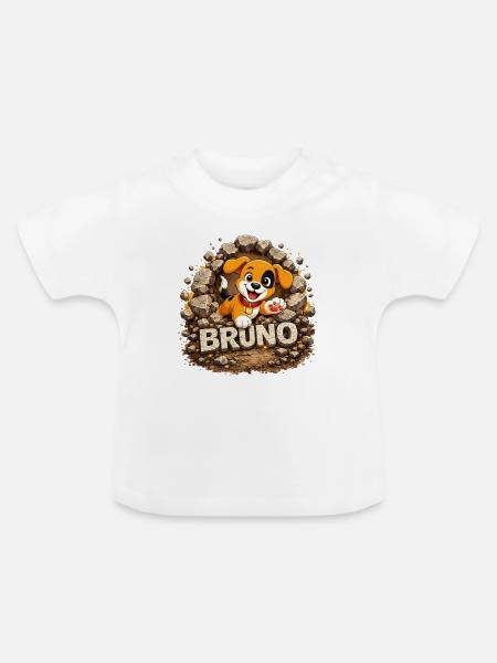 Bruno durchbricht Mauern - Baby Bio-T-Shirt mit Rundhals - Weiß