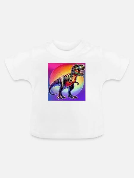 Dinosaurier - Baby Bio-T-Shirt mit Rundhals - Weiß