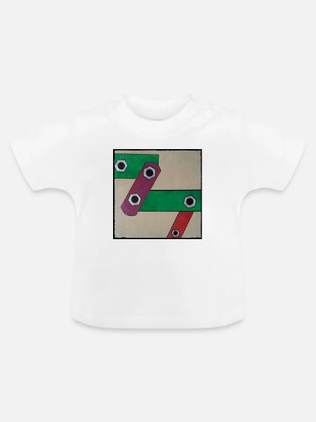 Geometrische Farbbande Popkunst - Baby Bio-T-Shirt mit Rundhals - Weiß