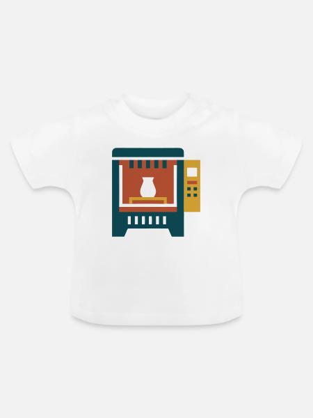 Brennofen Keramik Grafik - Baby Bio-T-Shirt mit Rundhals - Weiß
