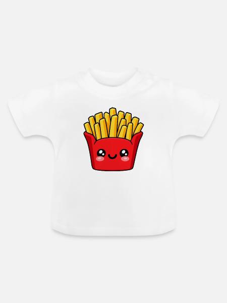 Kawaii Pommes Frites Lächeln - Baby Bio-T-Shirt mit Rundhals - Weiß