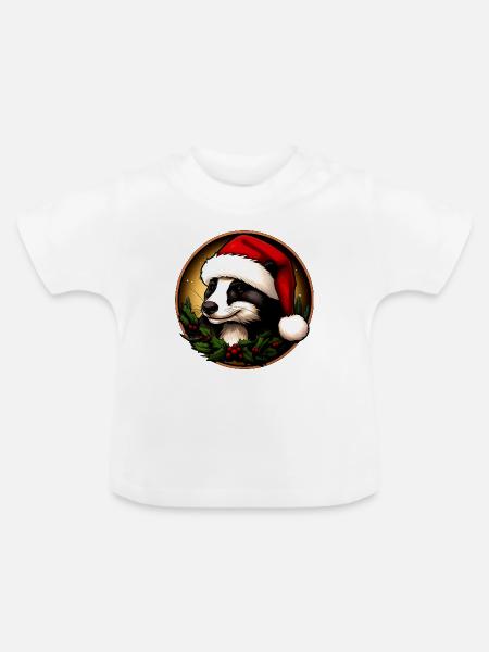 Dachse Weihnachten / Weihnachtsmann Marder - Baby Bio-T-Shirt mit Rundhals - Weiß