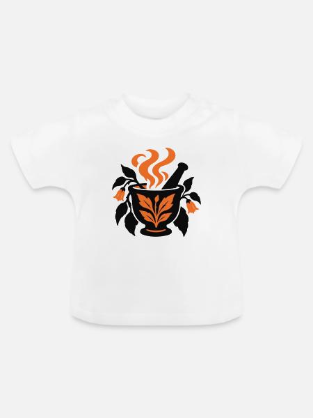 Moerser Kraeuter Hexen Logo - Baby Bio-T-Shirt mit Rundhals - Weiß