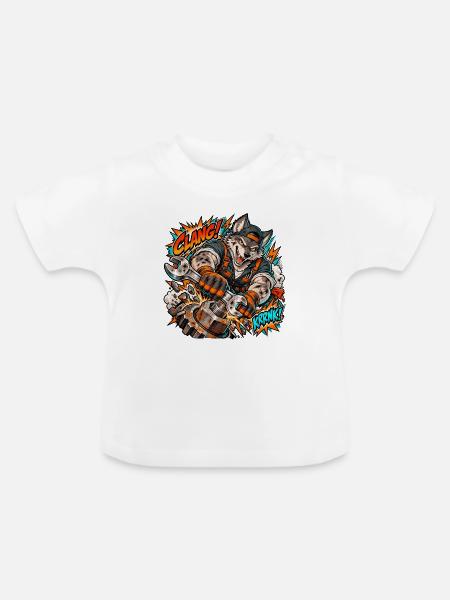 Wildtiere × Handwerke und Berufe - Baby Bio-T-Shirt mit Rundhals - Weiß