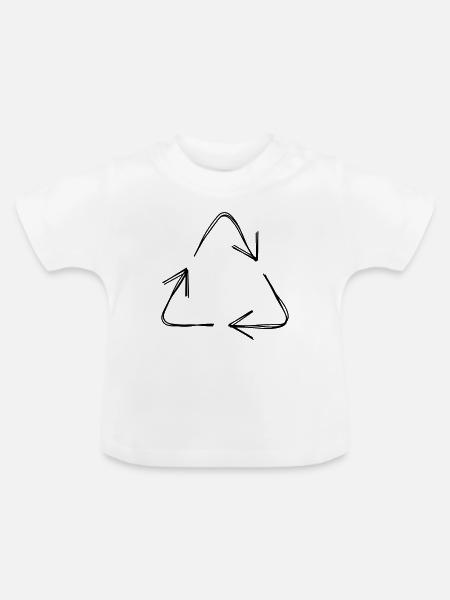 Recycling handgezeichnet - Baby Bio-T-Shirt mit Rundhals - Weiß
