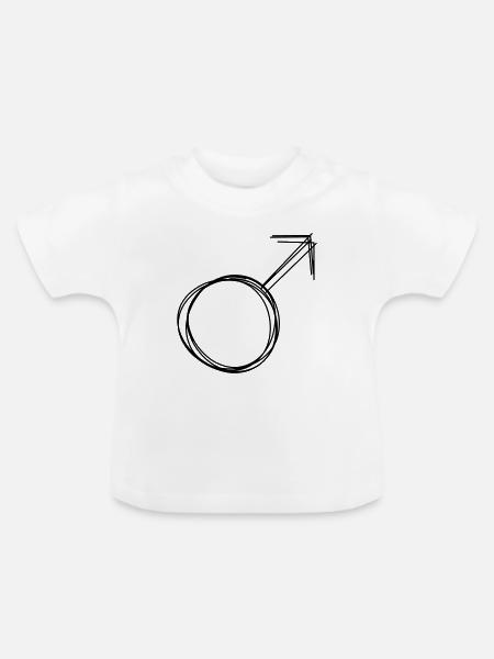 Männlich Zeichen handgezeichnet - Baby Bio-T-Shirt mit Rundhals - Weiß