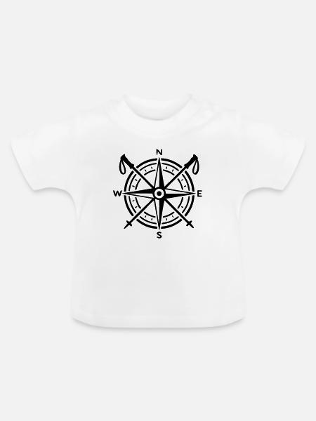 Kompass Wanderstoecke Logo - Baby Bio-T-Shirt mit Rundhals - Weiß