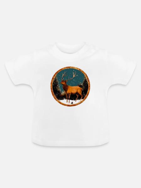 Hirsch - Baby Bio-T-Shirt mit Rundhals - Weiß