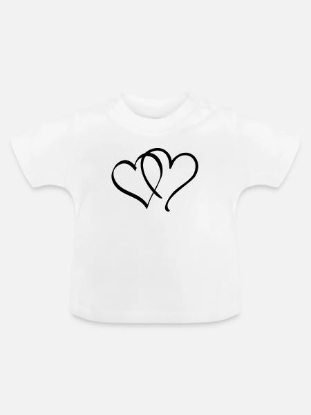 Herzen - Baby Bio-T-Shirt mit Rundhals - Weiß