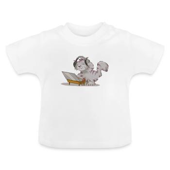 Bremer Stadtmusikanten: DJ Kitty Beats - Baby Bio-T-Shirt mit Rundhals - Weiß - Vorne