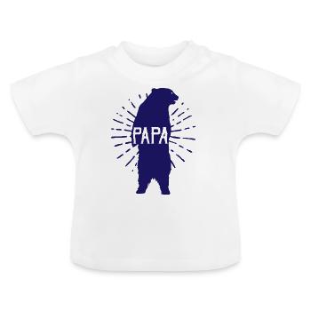 Papa Bear Fathers Day - fathers day - Baby Organic T-Shirt with Round Neck - white - Front