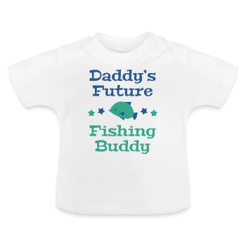 Daddy's Future Fishing Buddy - Baby Organic T-Shirt with Round Neck - white - Front