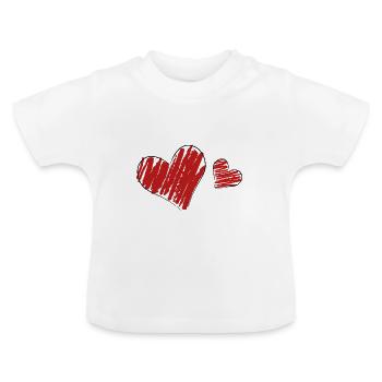 Coeurs rouges - T-shirt bio col rond Bébé - blanc - Devant