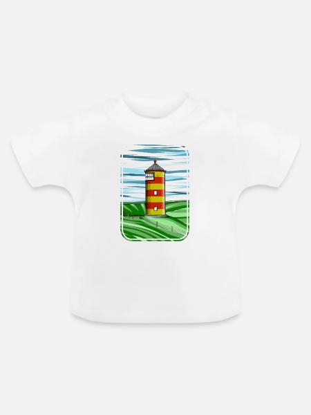 Pilsumer Leuchtturm Germany - Baby Bio-T-Shirt mit Rundhals - Weiß