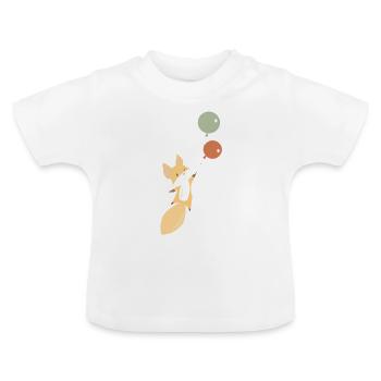 Fuchs süße Tiere fliegt mit Luftballons für Kinder - Baby Bio-T-Shirt mit Rundhals - Weiß - Vorne
