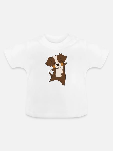 Australian Sheperd Hund Tierfreunde - Baby Bio-T-Shirt mit Rundhals - Weiß
