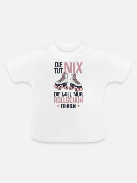 Rollschuhe - Baby Bio-T-Shirt mit Rundhals - Weiß