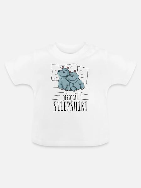 Nilpferd - Baby Bio-T-Shirt mit Rundhals - Weiß