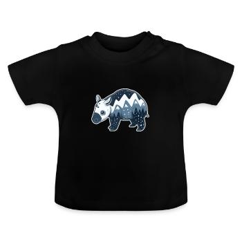 Cute Mountain Tapir Illustration - Adorable Animal - Baby Organic T-Shirt with Round Neck - black - Front