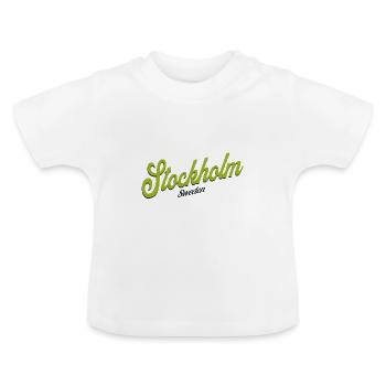Stockholm - Suède - Slogan - Lettrage - Schweden - T-shirt bio col rond Bébé - blanc - Devant