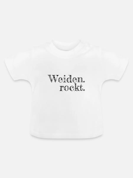 Weiden rockt - Textdesign mit Stadtnamen - Baby Bio-T-Shirt mit Rundhals - Weiß